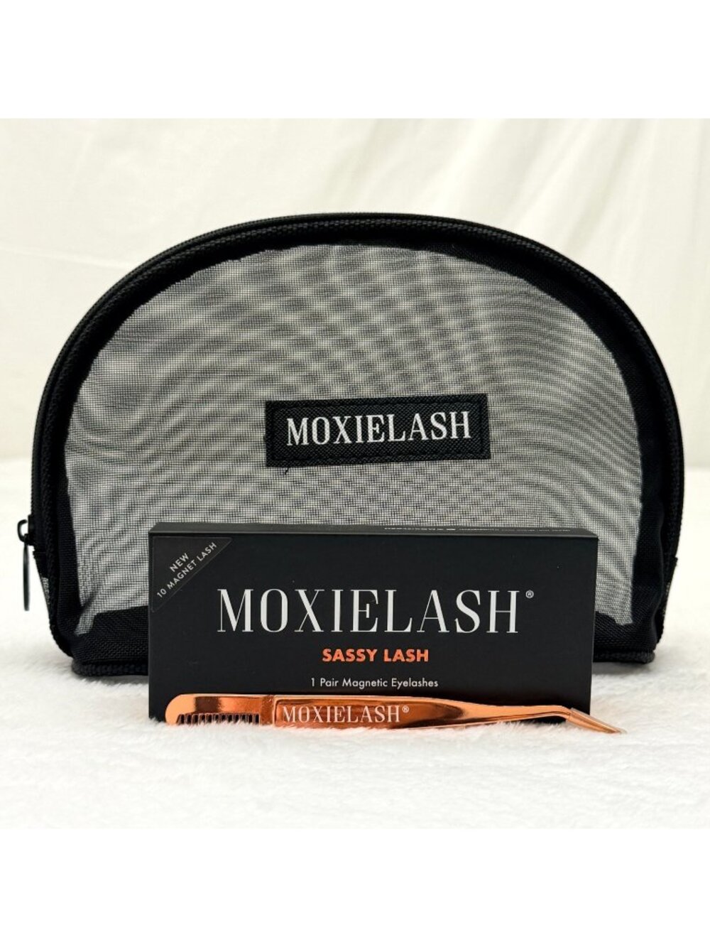 Moxielash Sassy Lash 1 Pair Magnetic Eyelashes w/Bag & Tweezers/Lash Comb
